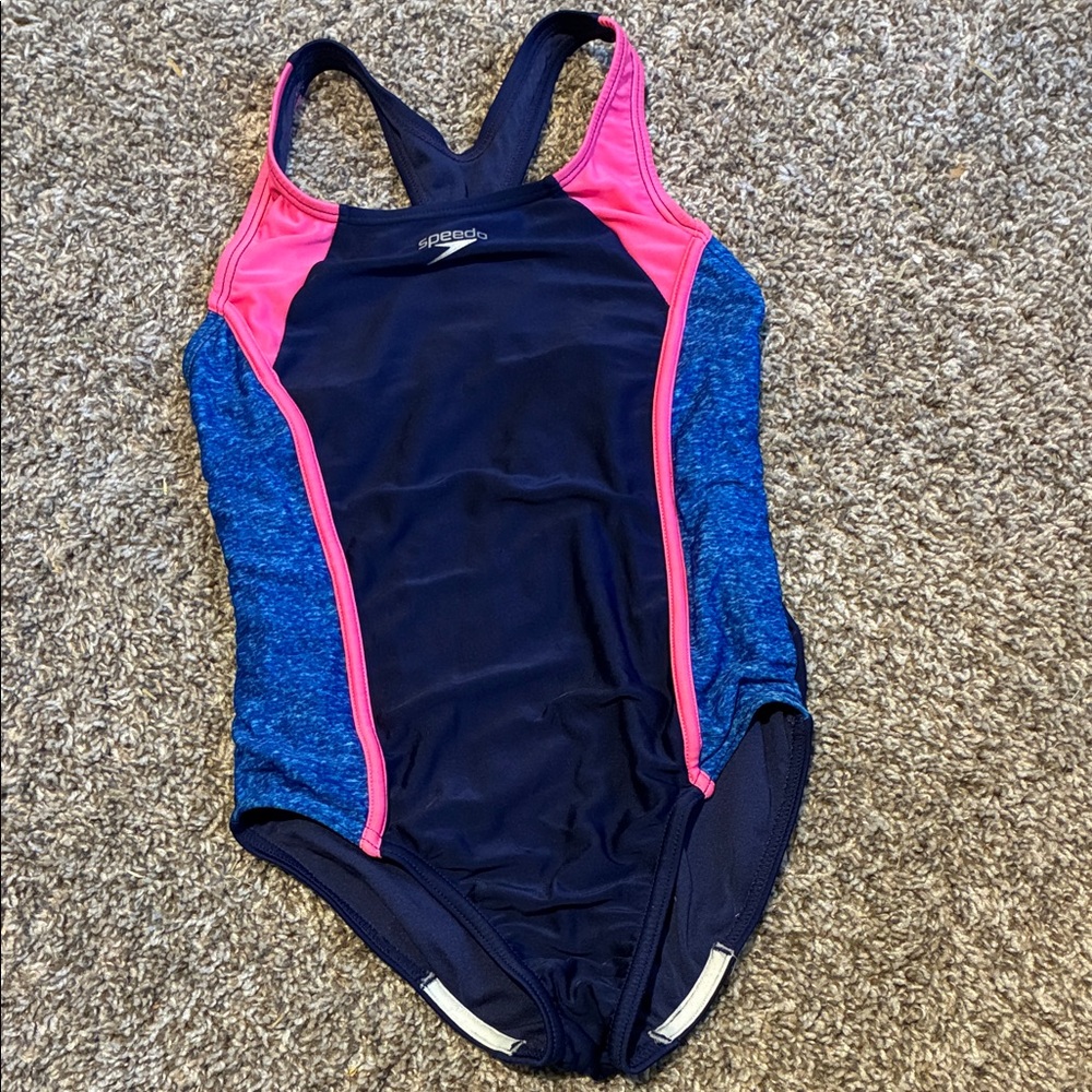 Speedo Kids One Piece - Navy, Pink, and Blue